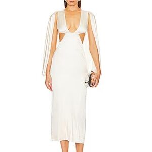 Michael Costello White Midi Dress with Cut-Outs